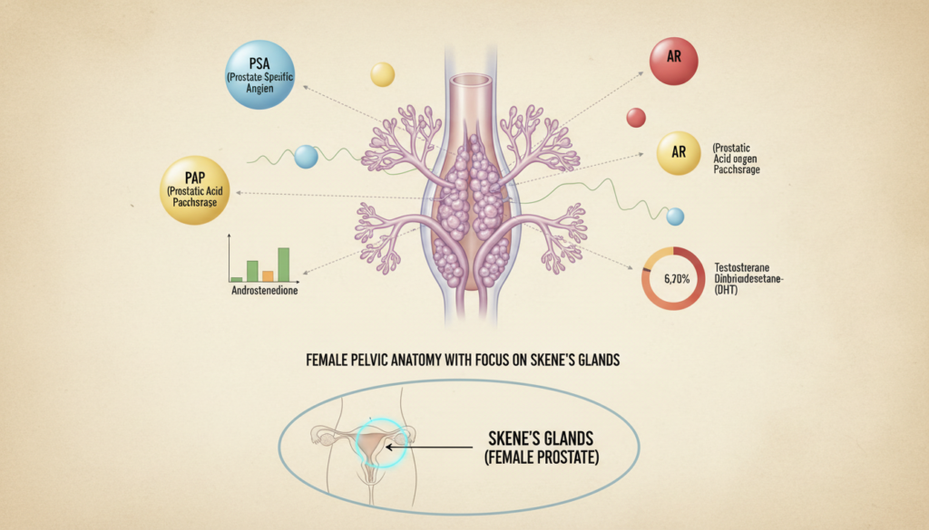 female prostate and skene glands biochemical markers